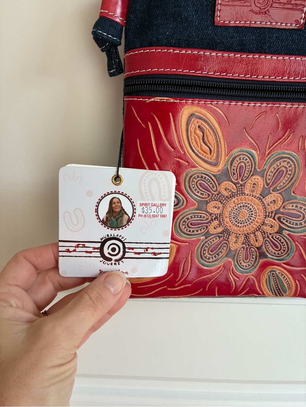 Red Floral Embossed Crossbody Bag